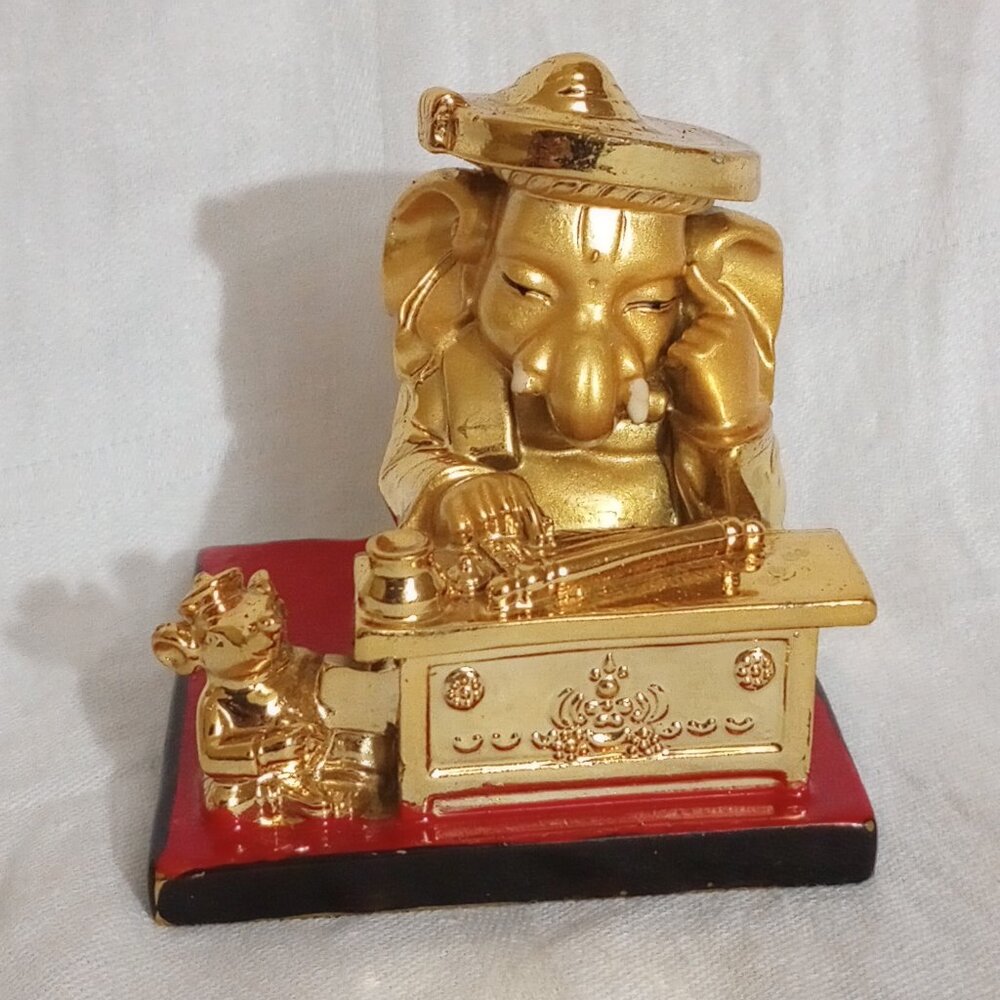 Teezori Ganesh Ji Sculpture, Golden Color, Pre-Owned